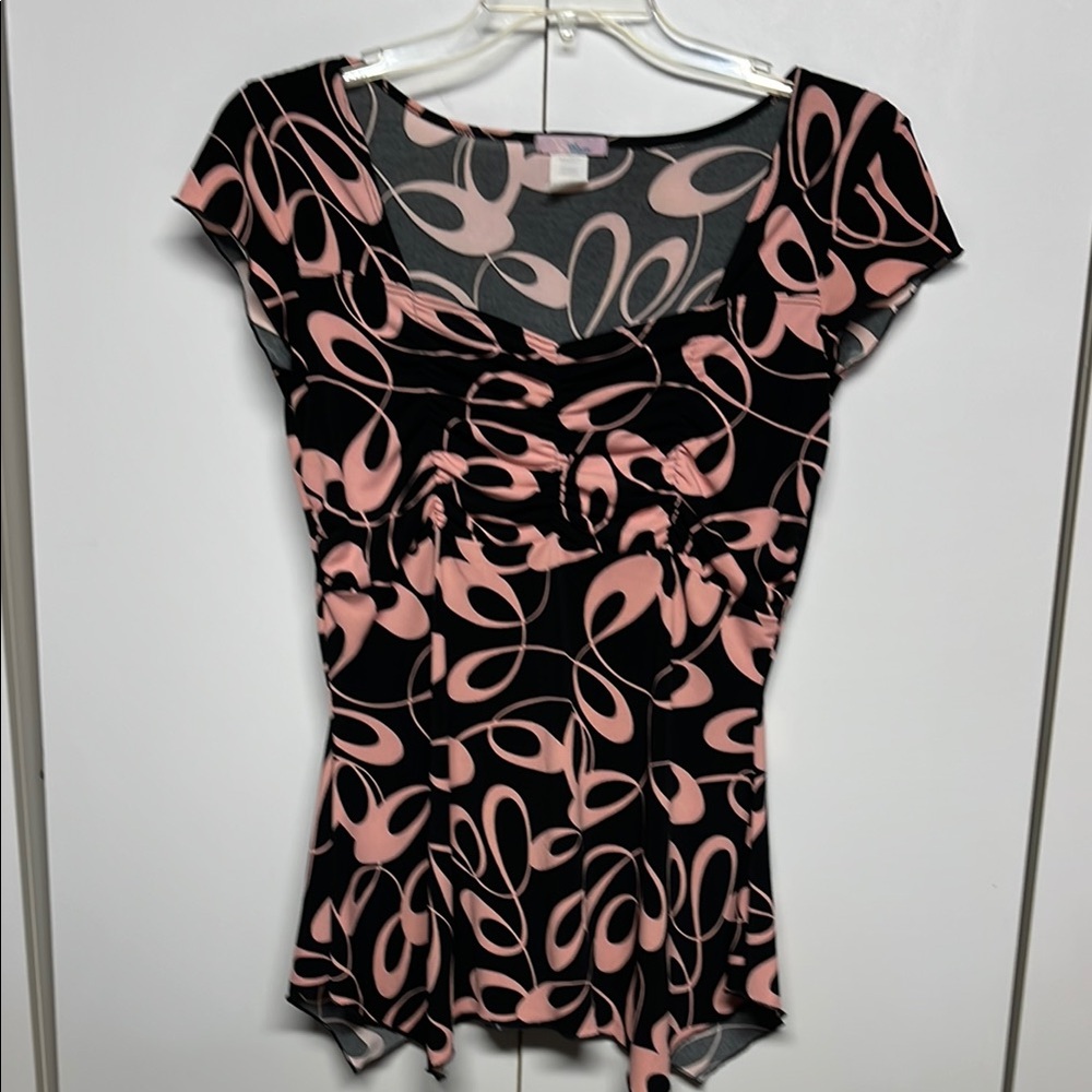Vintage Elegant Pink and Black Women's Top